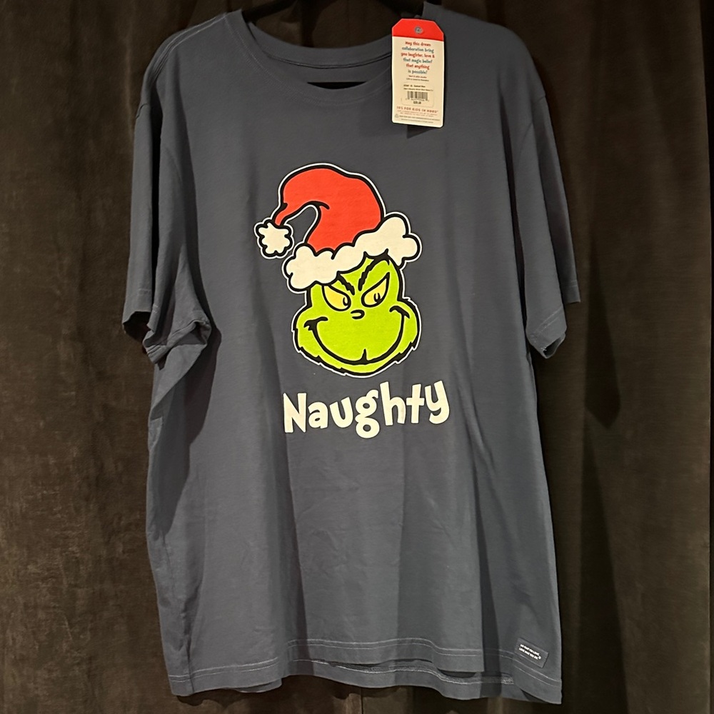 Life Is Good Gray Grinch Short Sleeve Tee